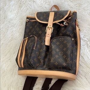 Louis Vuitton inspired Brown and Tan Monogram Backpack